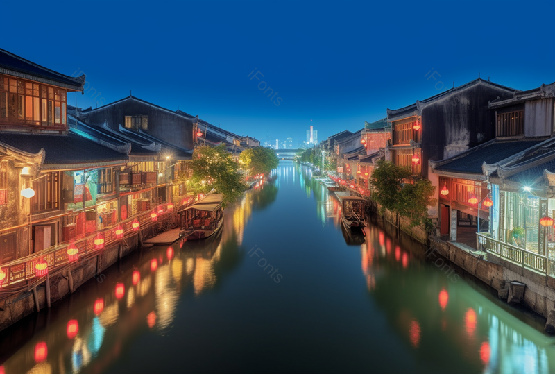 夜景夜晚夜幕下的古镇景区景点夜景长街摄影背景,高清,摄影图,摄影图片,图片大全,摄影图免费下载